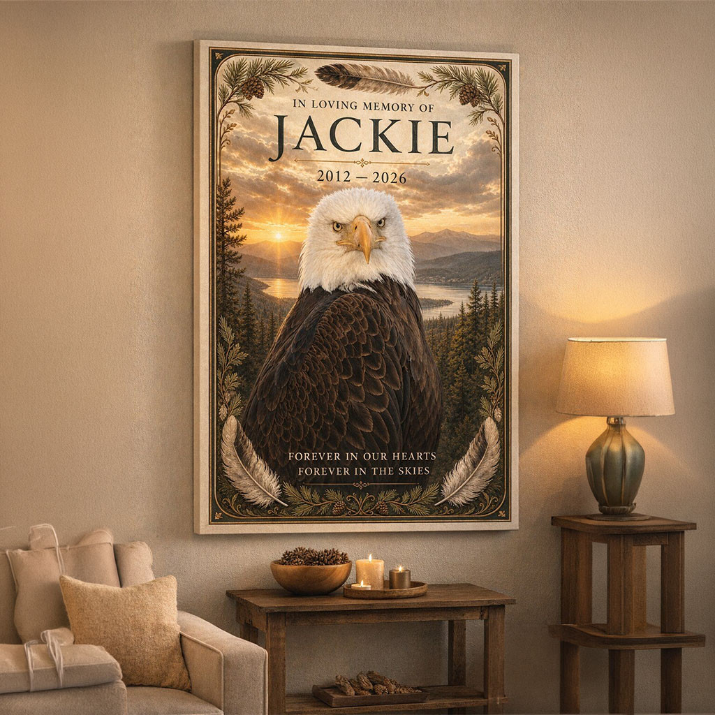 In Loving Memory Of Bald Eagle Jackie Big Bear Lake Memorial 2012 2026 Poster Wall Art Decor - Kdjoy
