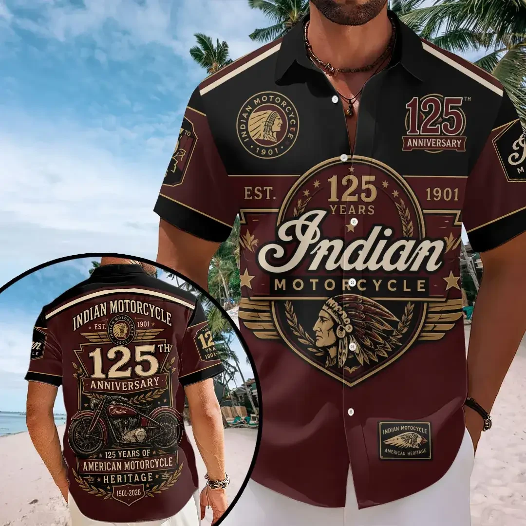 Indian Motorcycle 125 Year Freedom And Craftsmanship Hawaiian Shirt Indian Motorcycle Merch - Kdjoy