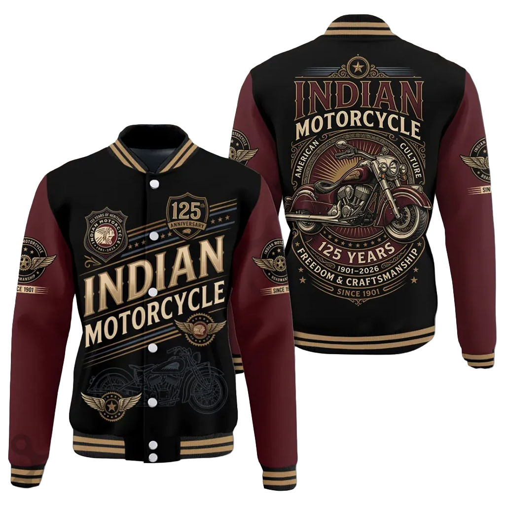 Indian Motorcycle 125th Anniversary Baseball Jacket Freedom And Craftsmanship Apparel Men - Kdjoy