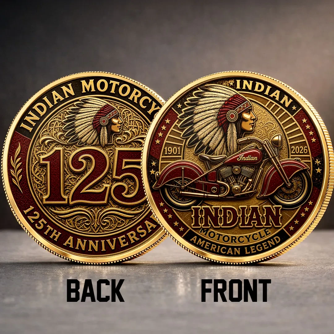 Indian Motorcycle 125th Anniversary Coin Born To Ride Ring Birthday Gift For Him Idea - Kdjoy