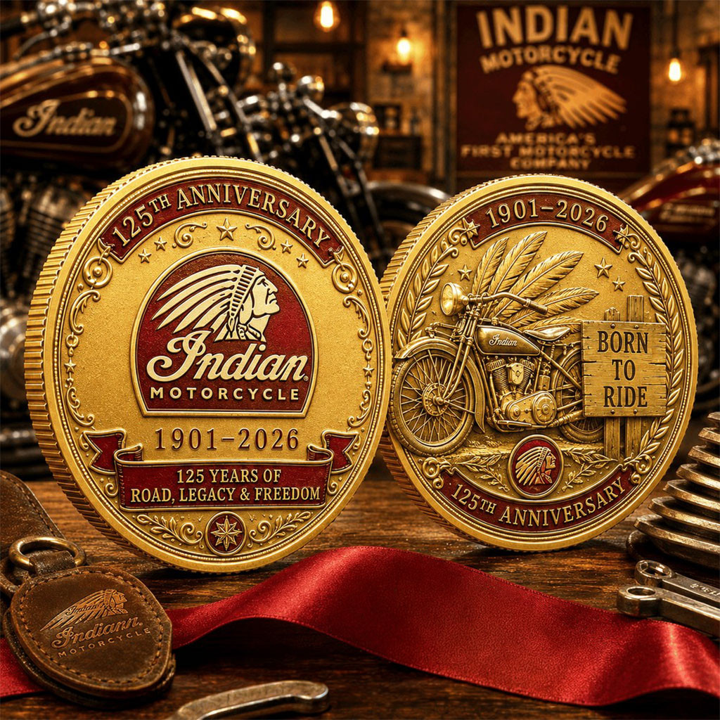 Indian Motorcycle 125th Anniversary Commemorative Coin Born To Ride Coin Gift For Brothers - Kdjoy
