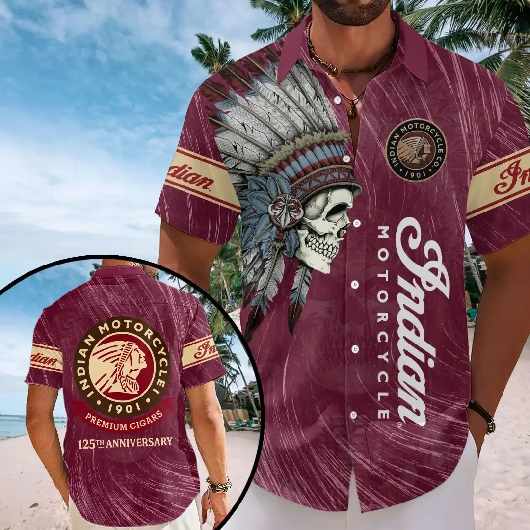 Indian Motorcycle 125th Anniversary Est 1901 Hawaiian Shirt Indian Motorcycle Merch Dudes Gifts - Kdjoy Indian Motorcycle 125th Anniversary Est 1901 Hawaiian Shirt Indian Motorcycle Merch Dudes Gifts - Kdjoy