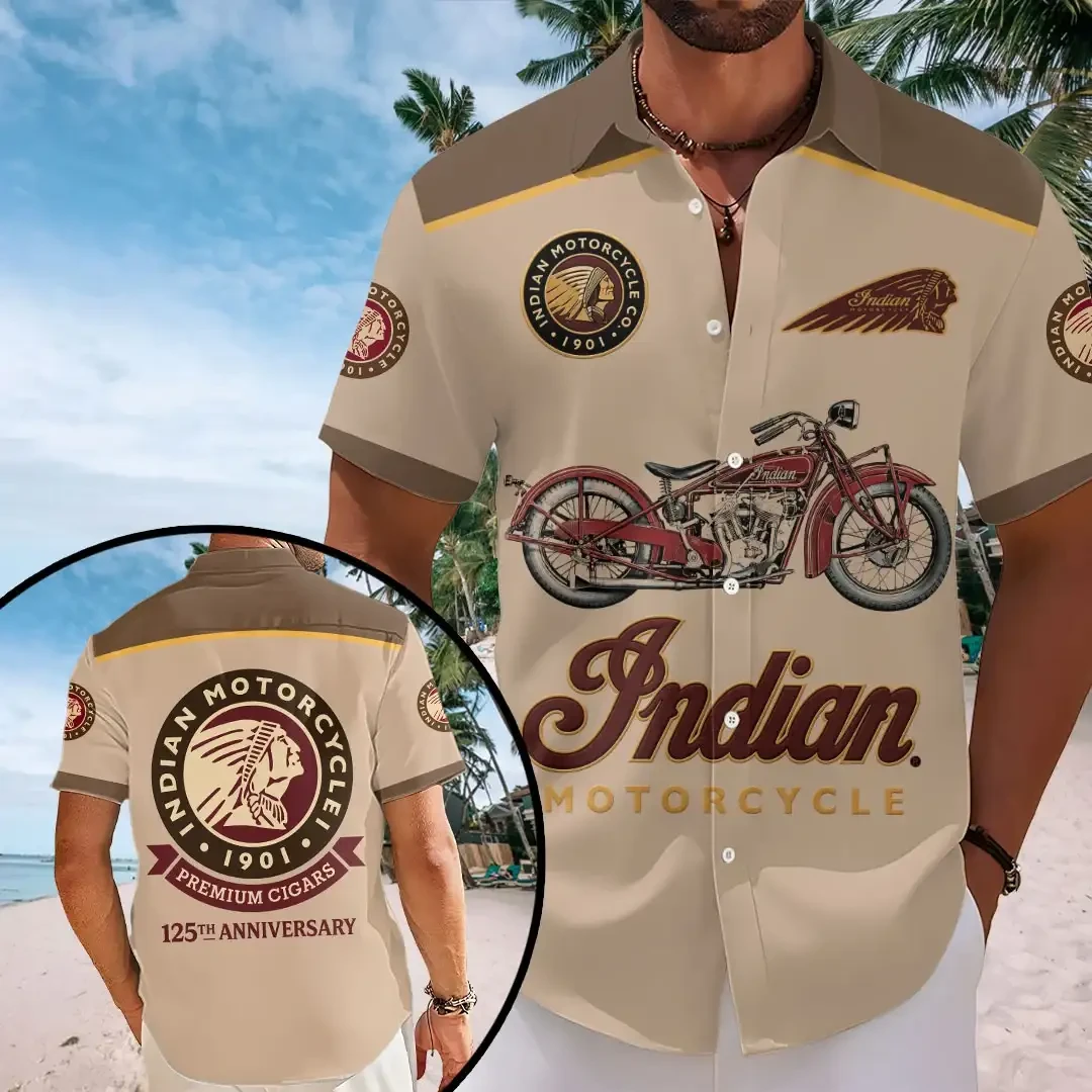Indian Motorcycle 125th Anniversary Est 1901 Hawaiian Shirt Indian Motorcycle Merchandise - Kdjoy