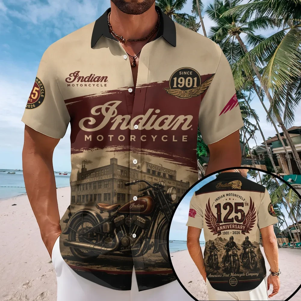 Indian Motorcycle 125th Anniversary Hawaiian Shirt Birthday Gift Ideas For Him - Kdjoy Indian Motorcycle 125th Anniversary Hawaiian Shirt Birthday Gift Ideas For Him - Kdjoy