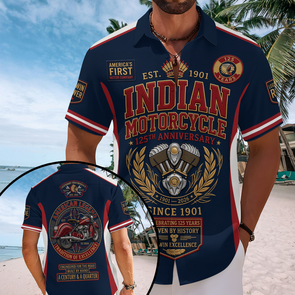 Indian Motorcycle 125th Anniversary Hawaiian Shirt Birthday Gifts For Boyfriend - Kdjoy