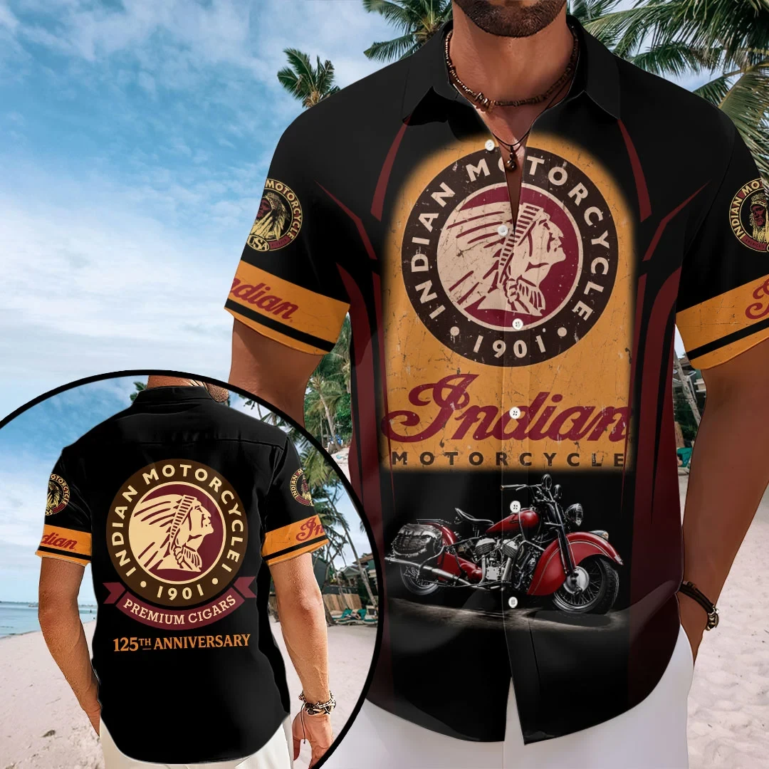 Indian Motorcycle 125th Anniversary Hawaiian Shirt Gifts For Motorbike Riders - Kdjoy Indian Motorcycle 125th Anniversary Hawaiian Shirt Gifts For Motorbike Riders - Kdjoy