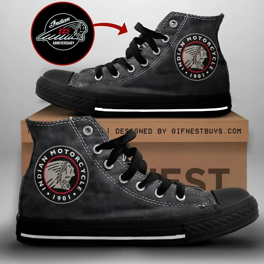Indian Motorcycle 125th Anniversary High Top Shoes Indian Motorcycle Merch Son Gifts - Kdjoy Indian Motorcycle 125th Anniversary High Top Shoes Indian Motorcycle Merch Son Gifts - Kdjoy