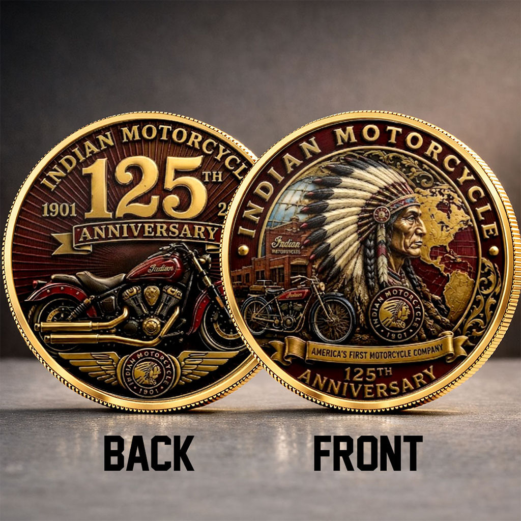 Indian Motorcycle 125th Anniversary Legendary Commemorative Coin Indian Motorcycle Merch Gifts - Kdjoy