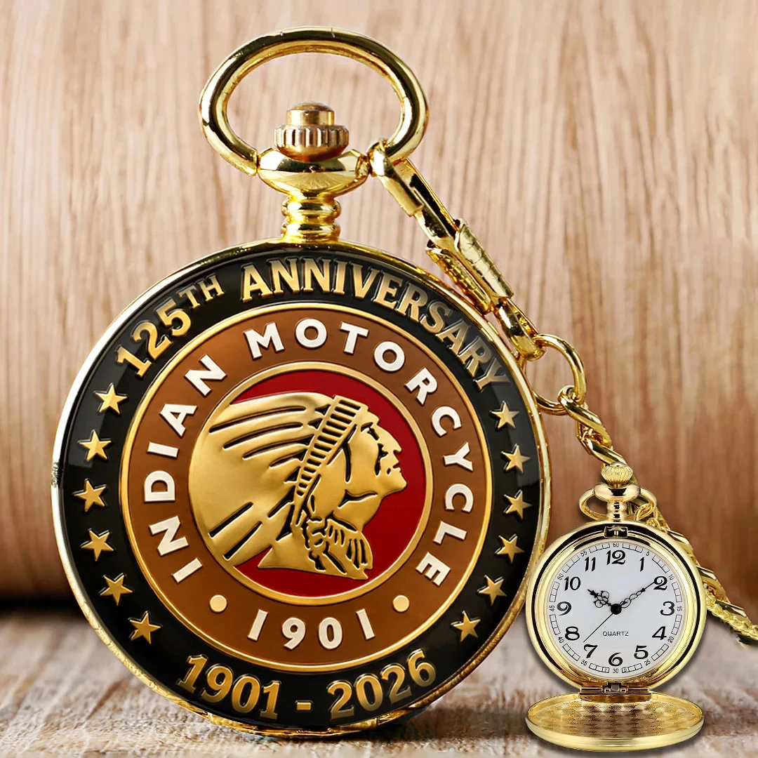 Indian Motorcycle 125th Anniversary Pocket Watch Indian Motorcycle Merch Gift Ideas For Him - Kdjoy Indian Motorcycle 125th Anniversary Pocket Watch Indian Motorcycle Merch Gift Ideas For Him - Kdjoy