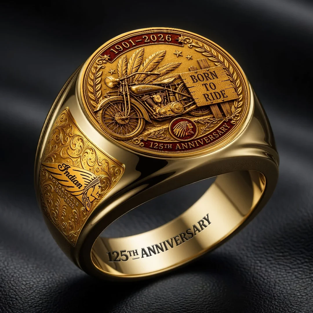 Indian Motorcycle 125th Anniversary Ring Indian Motorcycle Merch Best Gift For Husband - Kdjoy