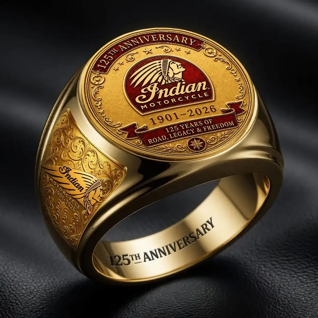 Indian Motorcycle 125th Anniversary Ring Indian Motorcycle Merch Gift Ideas For Him - Kdjoy