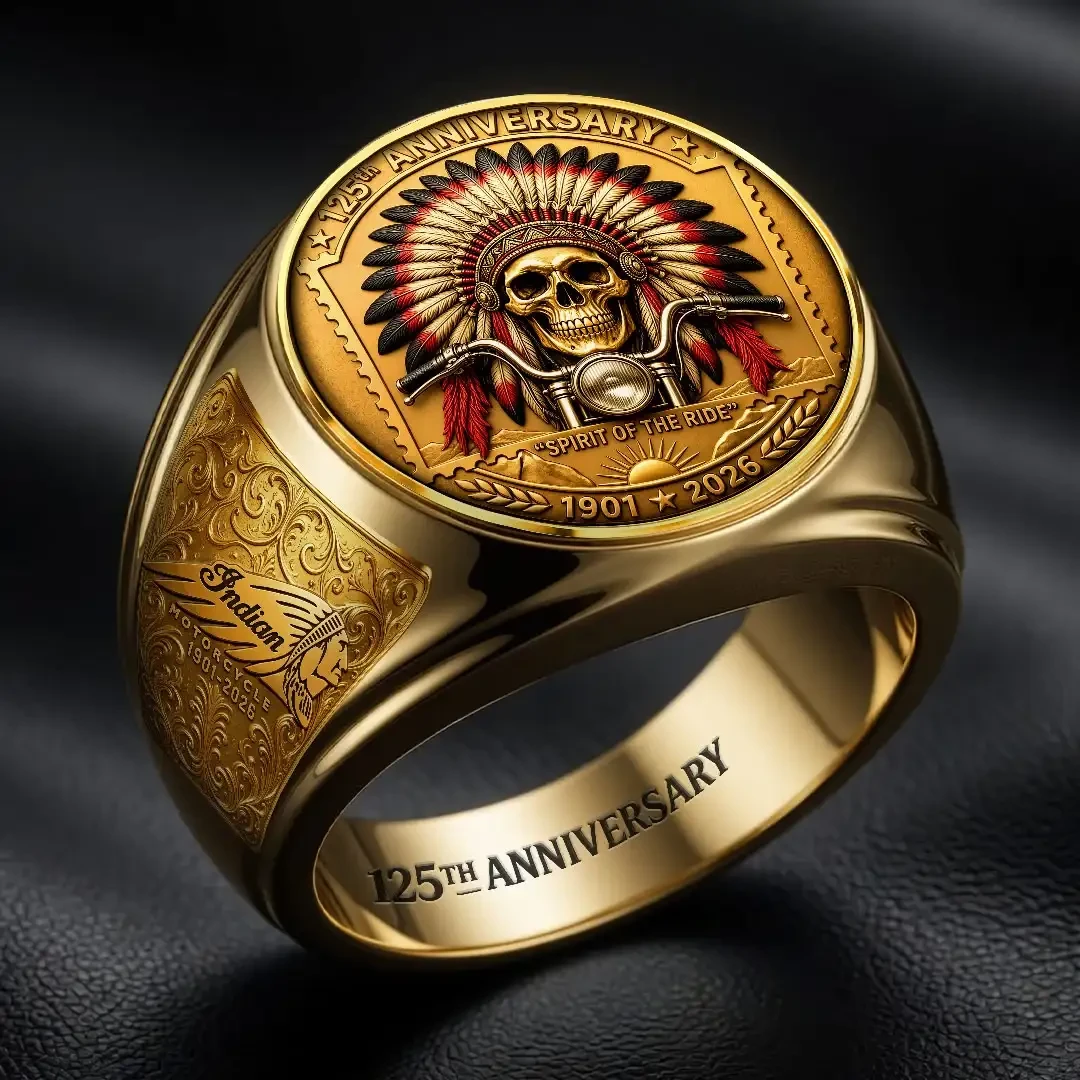 Indian Motorcycle 125th Anniversary Ring Spirit Of The Ride Indian Motorcycle Merch Son Gifts - Kdjoy