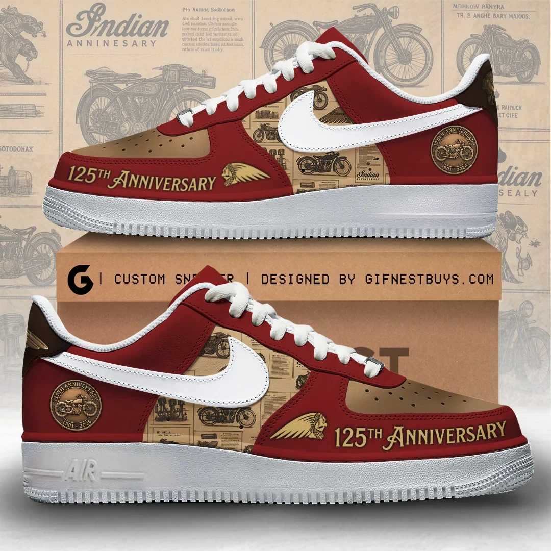 Indian Motorcycle 125th Anniversary Shoes Sneakers Indian Motorcycle Merch Present For Him - Kdjoy