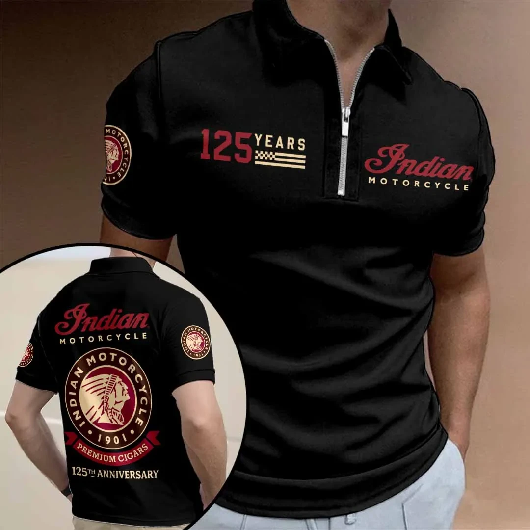 Indian Motorcycle 125th Anniversary Zip Polo Shirt Indian Motorcycle Merch Gift For Dad - Kdjoy Indian Motorcycle 125th Anniversary Zip Polo Shirt Indian Motorcycle Merch Gift For Dad - Kdjoy