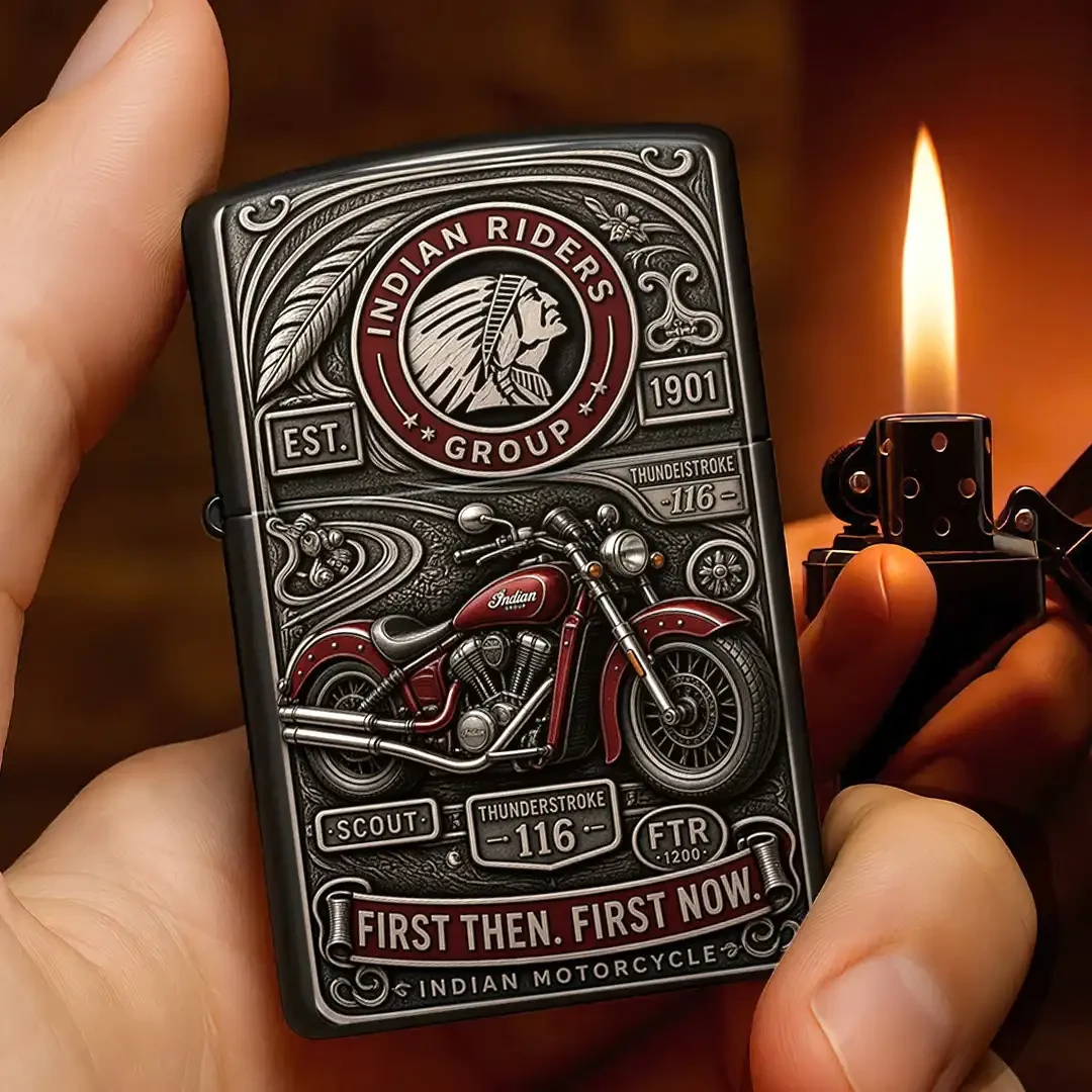 Indian Motorcycle First Then First Now 125th Anniversary Lighter Case Indian Motorcycle Merch - Kdjoy