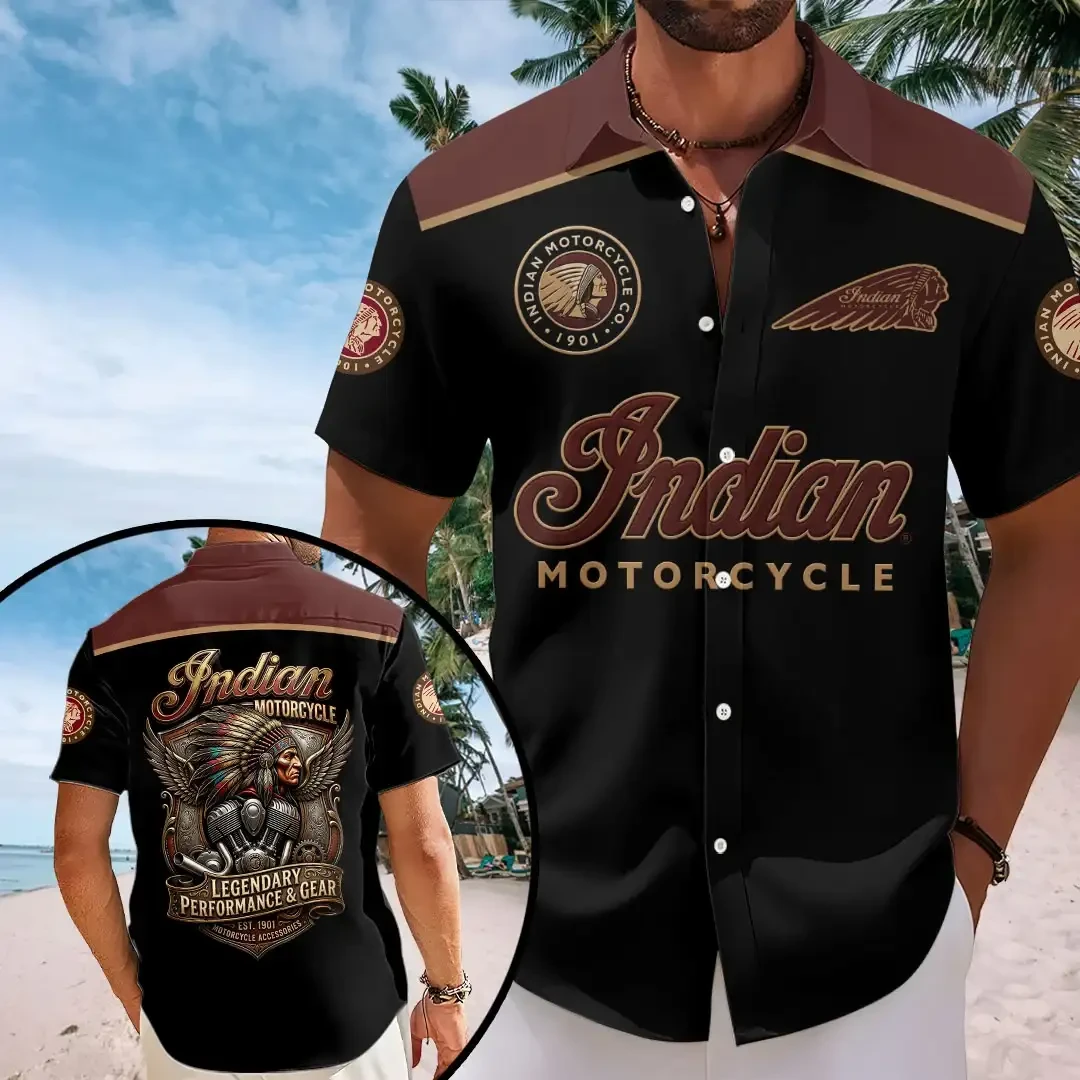 Indian Motorcycle Merch 125th Anniversary Est 1901 Indian Motorcycle Hawaiian Shirt Gift For Fan - Kdjoy