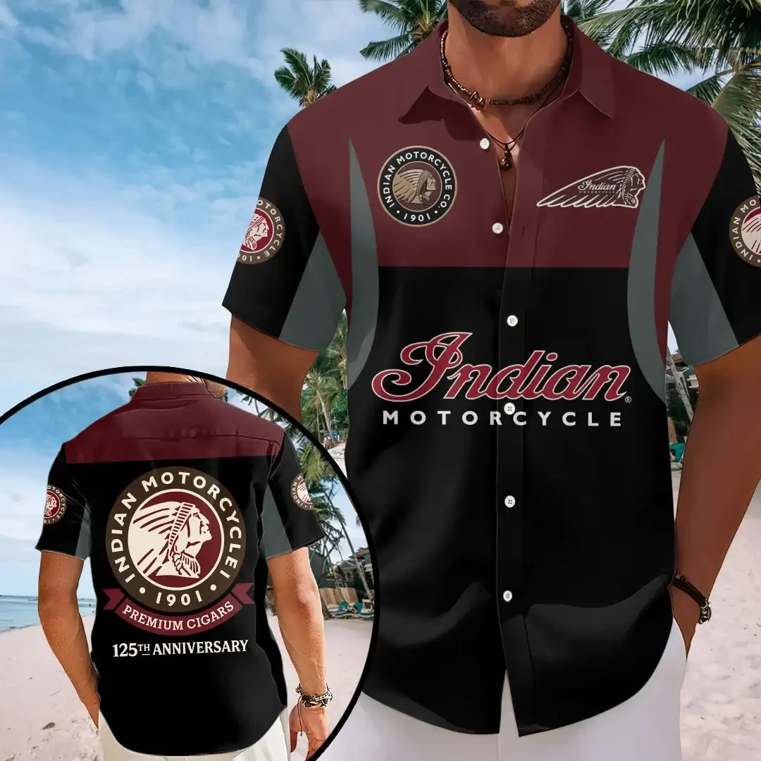 Indian Motorcycle Merch 125th Anniversary Est 1901 Indian Motorcycle Hawaiian Shirt Him Gifts - Kdjoy