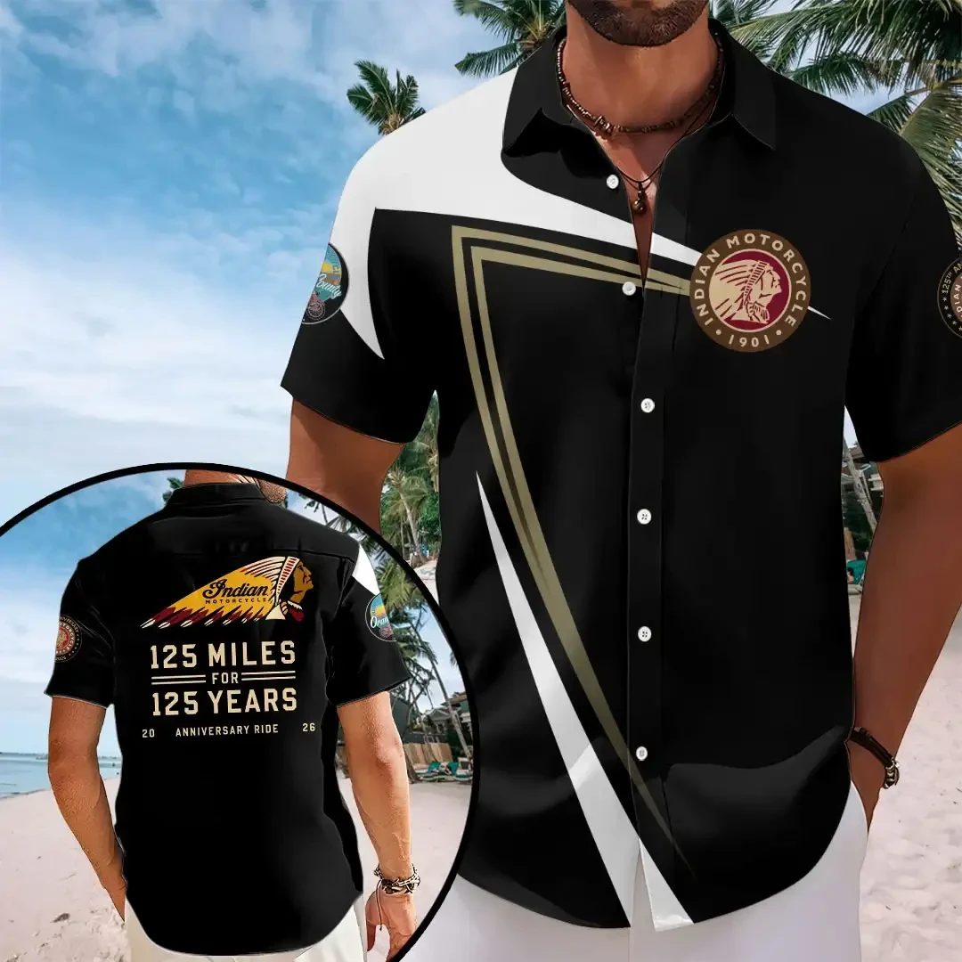 Indian Motorcycle Merch 125th Anniversary Legendary Ride Hawaiian Shirt 125 Miles For 125 Years - Kdjoy Indian Motorcycle Merch 125th Anniversary Legendary Ride Hawaiian Shirt 125 Miles For 125 Years - Kdjoy