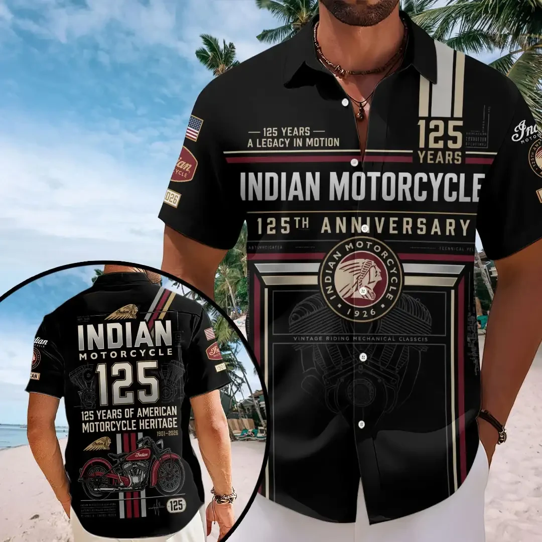 Indian Motorcycle Merch 125th Anniversary Legendary Ride Hawaiian Shirt A Legacy In Motion - Kdjoy