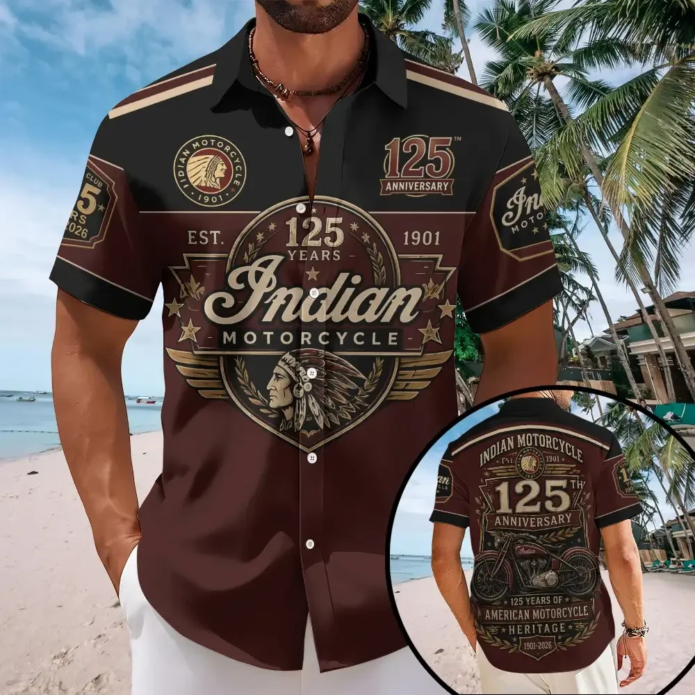 Indian Motorcycle Merch 125th Anniversary Legendary Ride Hawaiian Shirt Gift Ideas For Him - Kdjoy