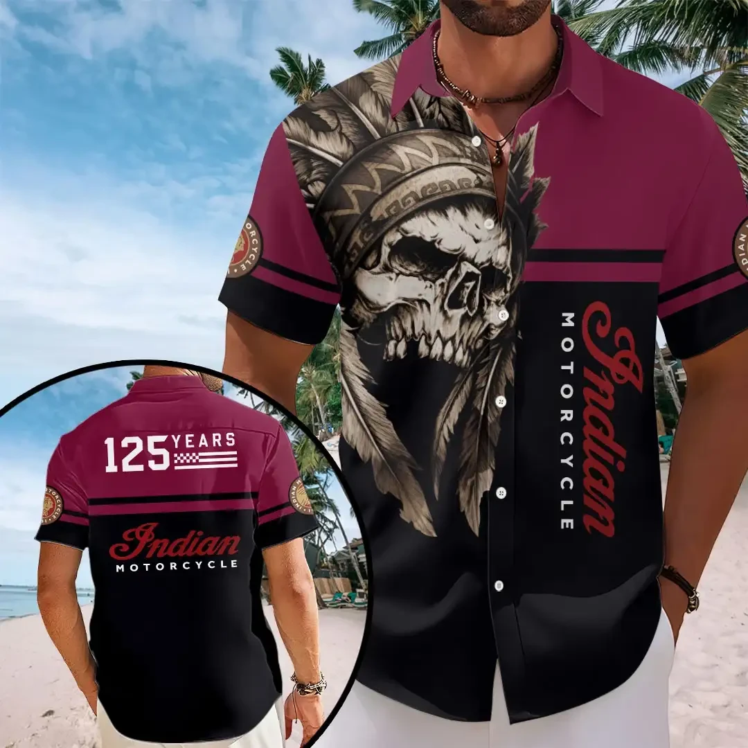 Indian Motorcycle Merch 125th Anniversary Legendary Ride Hawaiian Shirt Gifts For Husband - Kdjoy
