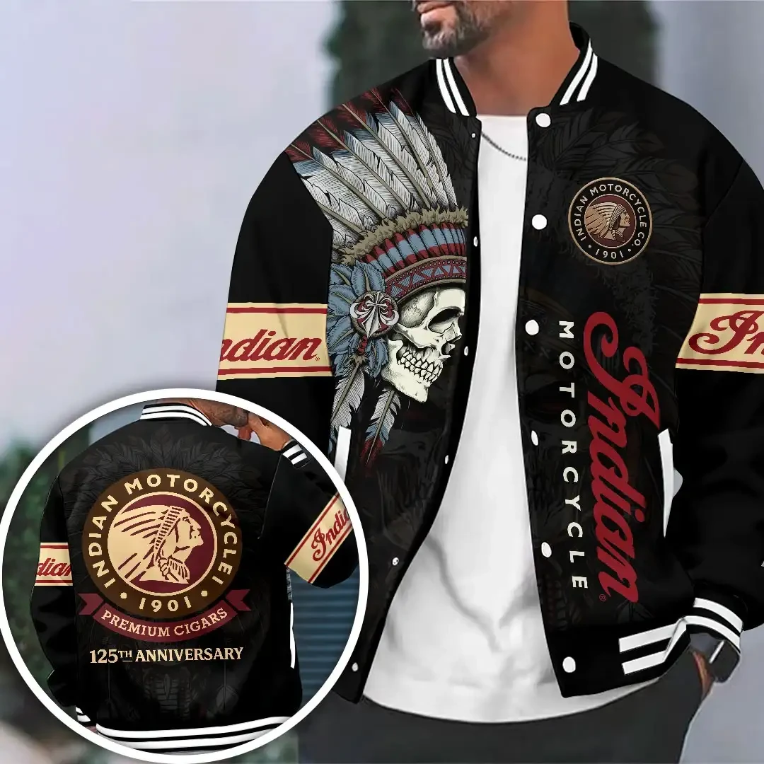 Indian Motorcycle Merch 125th Anniversary Legendary Ride Varsity Jacket Brother Gifts - Kdjoy