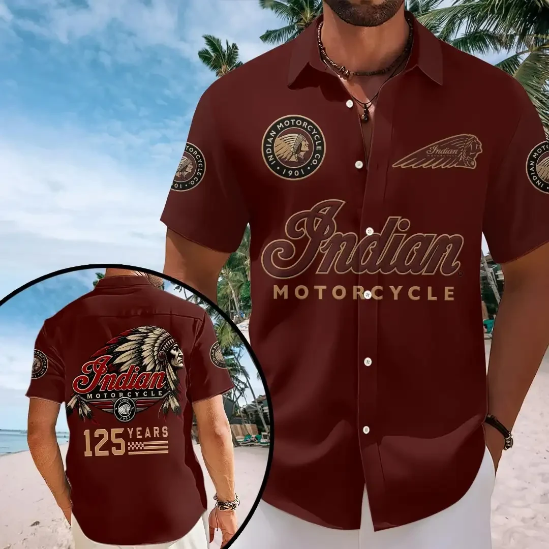 Indian Motorcycle Merchandise 125th Anniversary Est 1901 Indian Motorcycle Hawaiian Shirt - Kdjoy
