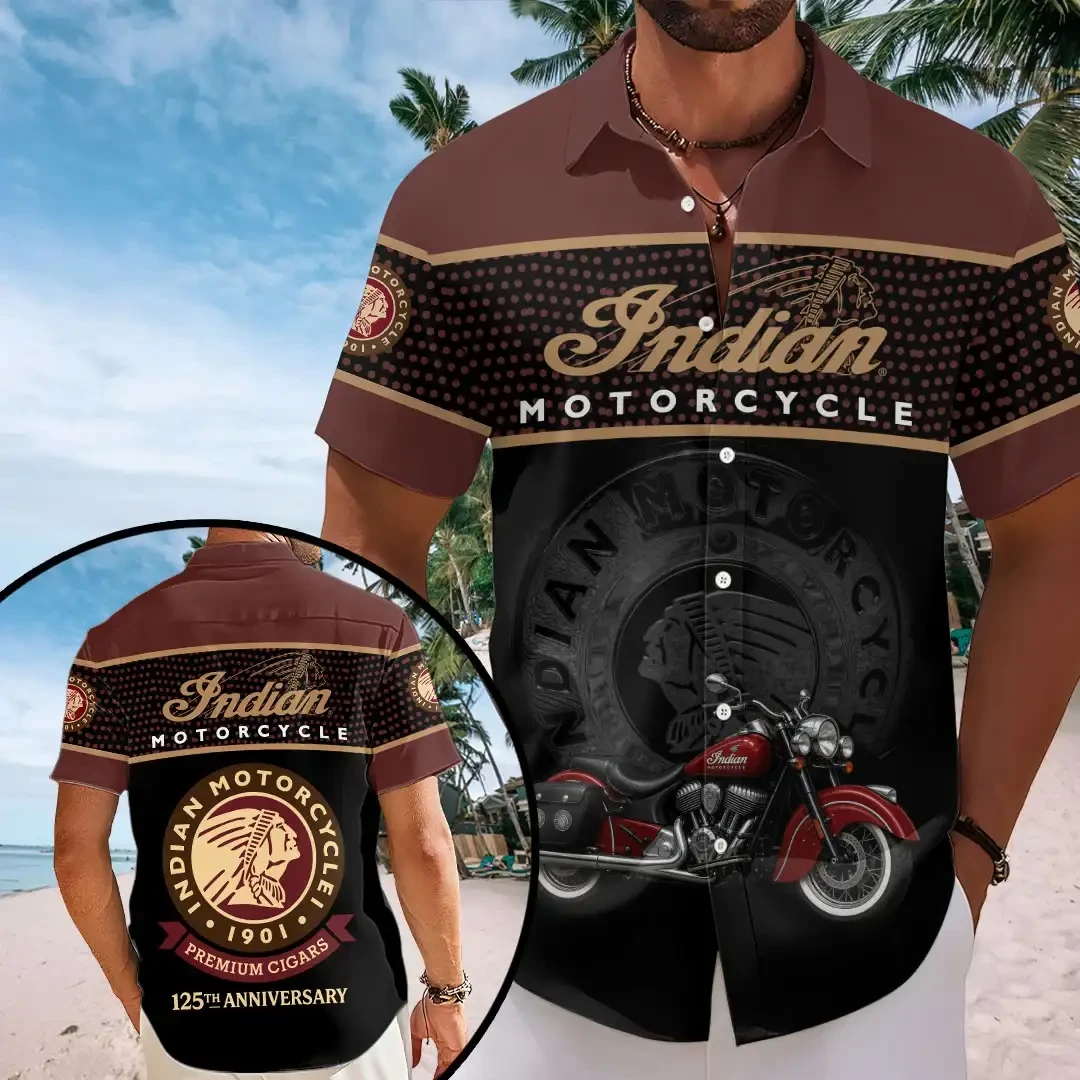 Indian Motorcycle Merchandise 125th Anniversary Legendary Ride Indian Motorcycle Hawaiian Shirt - Kdjoy