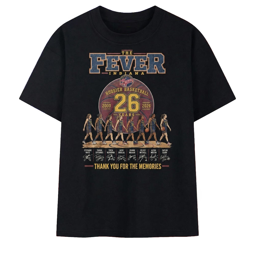 Indiana Fever Merch 26 Years 2000 2026 Hoosier Basketball Signatures Shirt Present For Fans - Kdjoy Indiana Fever Merch 26 Years 2000 2026 Hoosier Basketball Signatures Shirt Present For Fans - Kdjoy