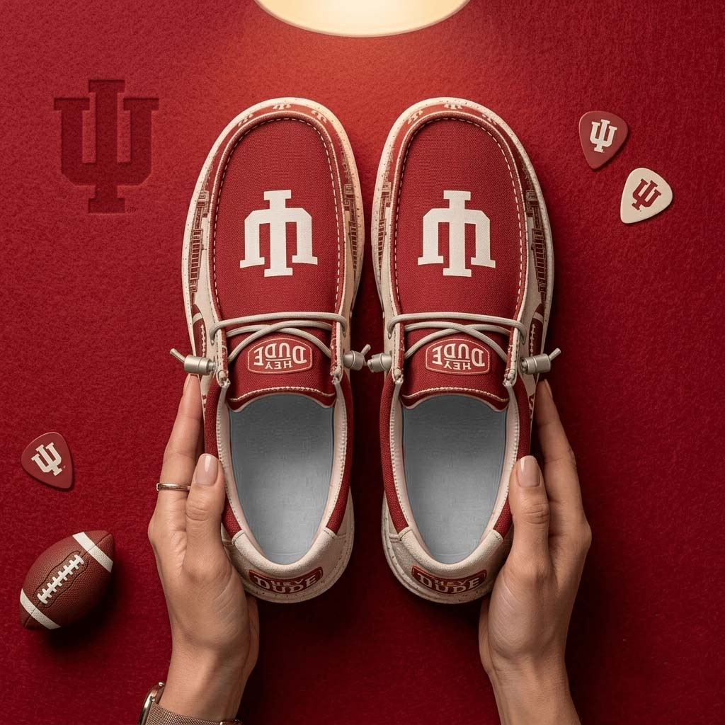 Indiana Hoosiers City Skyline Shoes Indiana Hoosiers Merch Gift For Football Lovers - Kdjoy