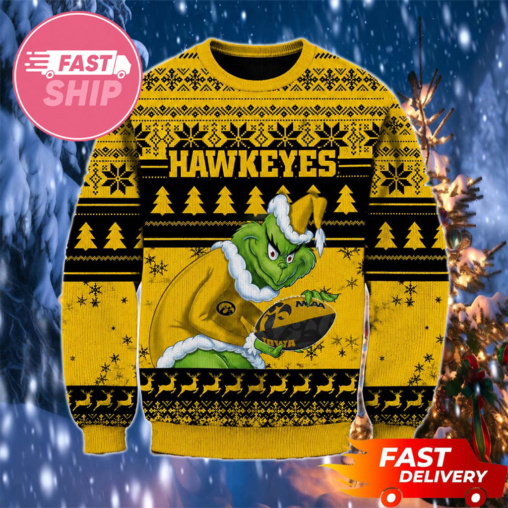 Iowa Hawkeyes x Grinch Christmas Ugly Sweater Iowa Hawkeyes Merch Gifts For Football Fan - Kdjoy Iowa Hawkeyes x Grinch Christmas Ugly Sweater Iowa Hawkeyes Merch Gifts For Football Fan - Kdjoy