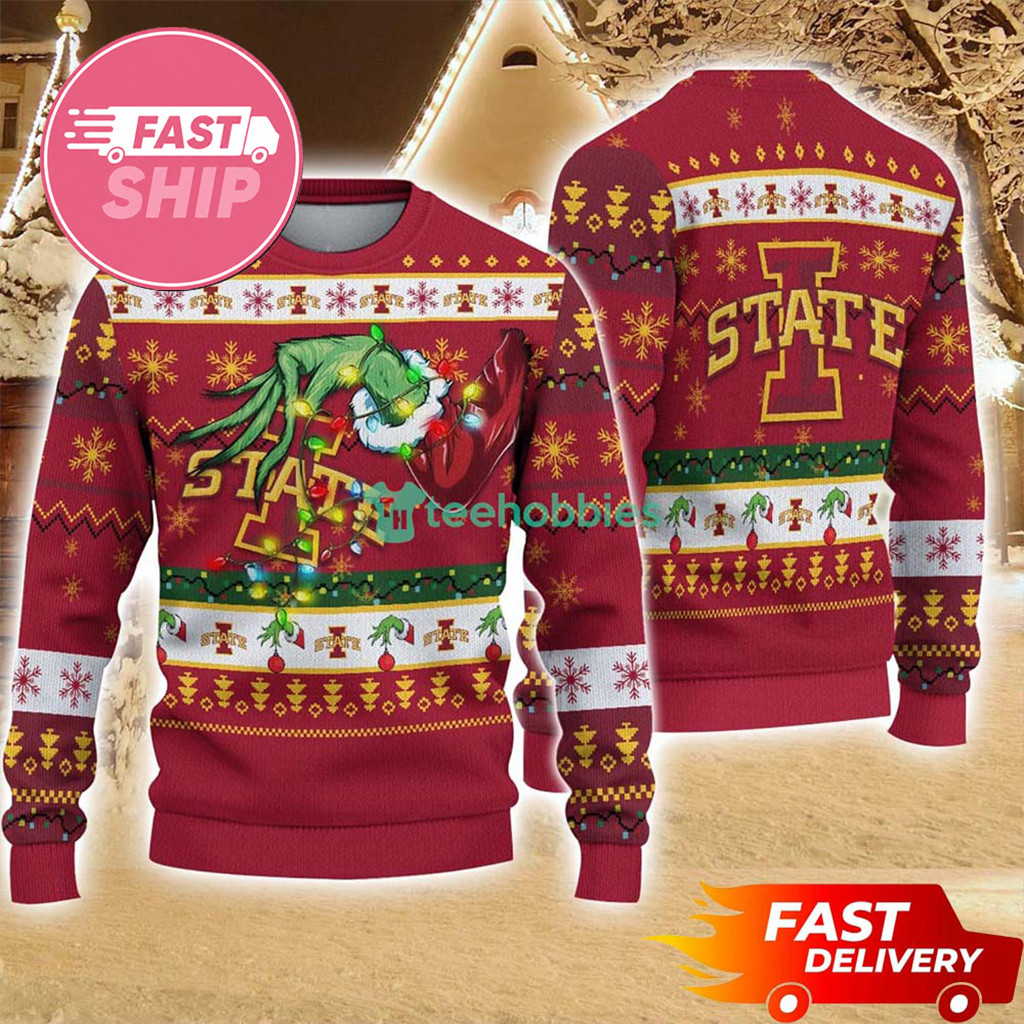 Iowa State Cyclones Grinch Hand Christmas Ugly Sweater Cyclones Merch Gifts For Holiday - Kdjoy