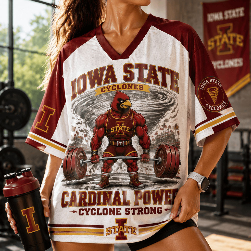 Iowa State Cyclones Merch 2026 Cardinal Power Cyclone Strong V-Neck Jersey Gifts For Gym Lovers - Kdjoy
