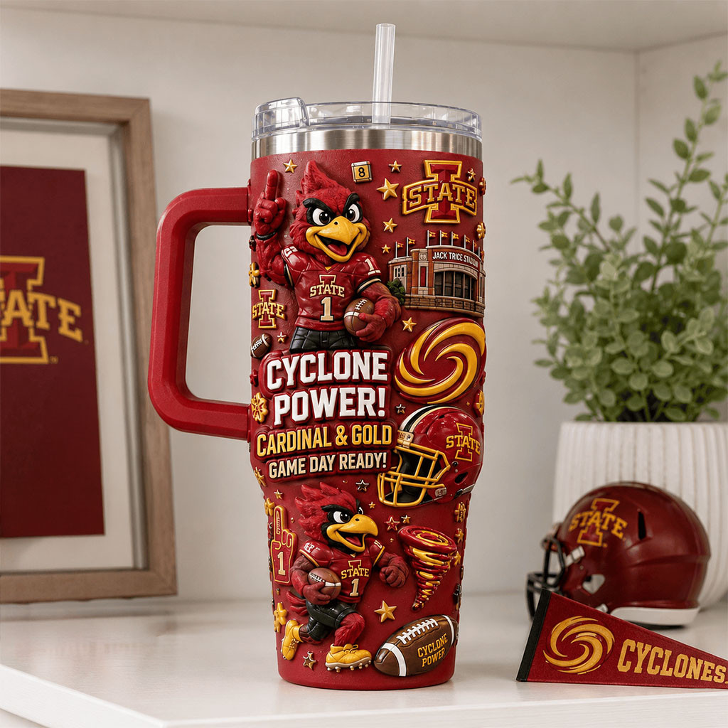 Iowa State Cyclones Merch Cyclone Power Tumbler Cardinal And Gold Game Day Ready Fan Gifts - Kdjoy