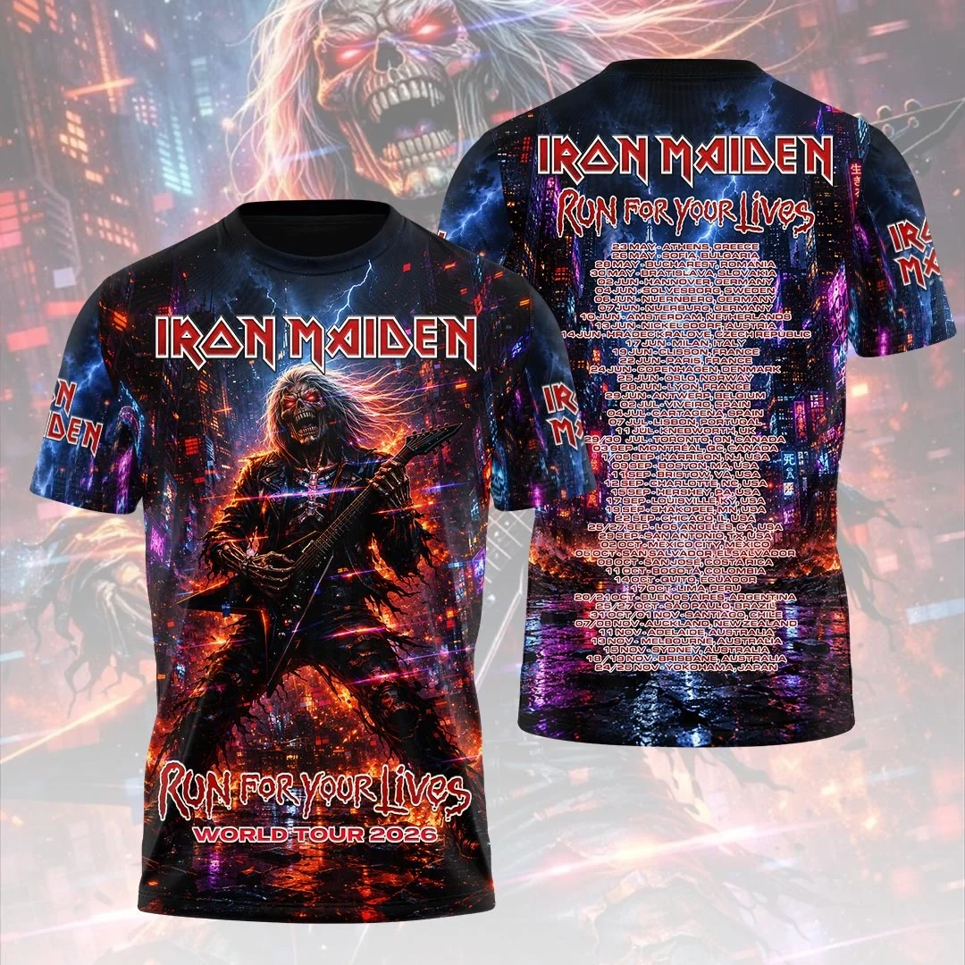 Iron Maiden 2026 World Tour Merch 2026 Run For Your Lives Tour Dates T-Shirt Gift For Fans - Kdjoy