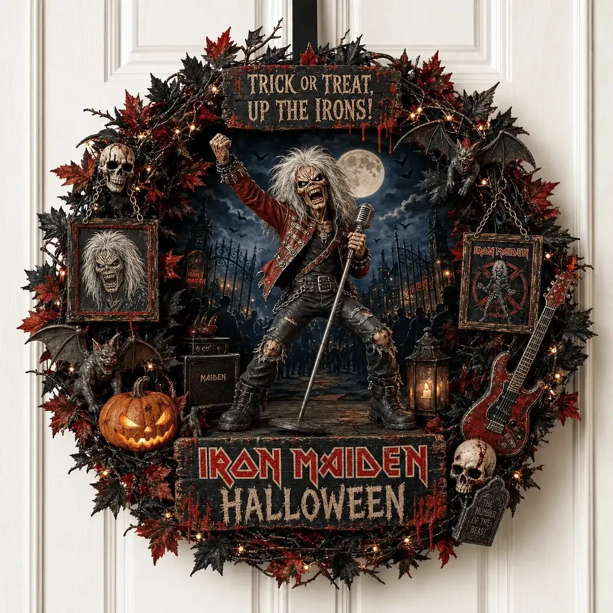 Iron Maiden Halloween Acrylic Door Sign Trick Or Treat Up The Irons Merch Halloween Decor - Kdjoy