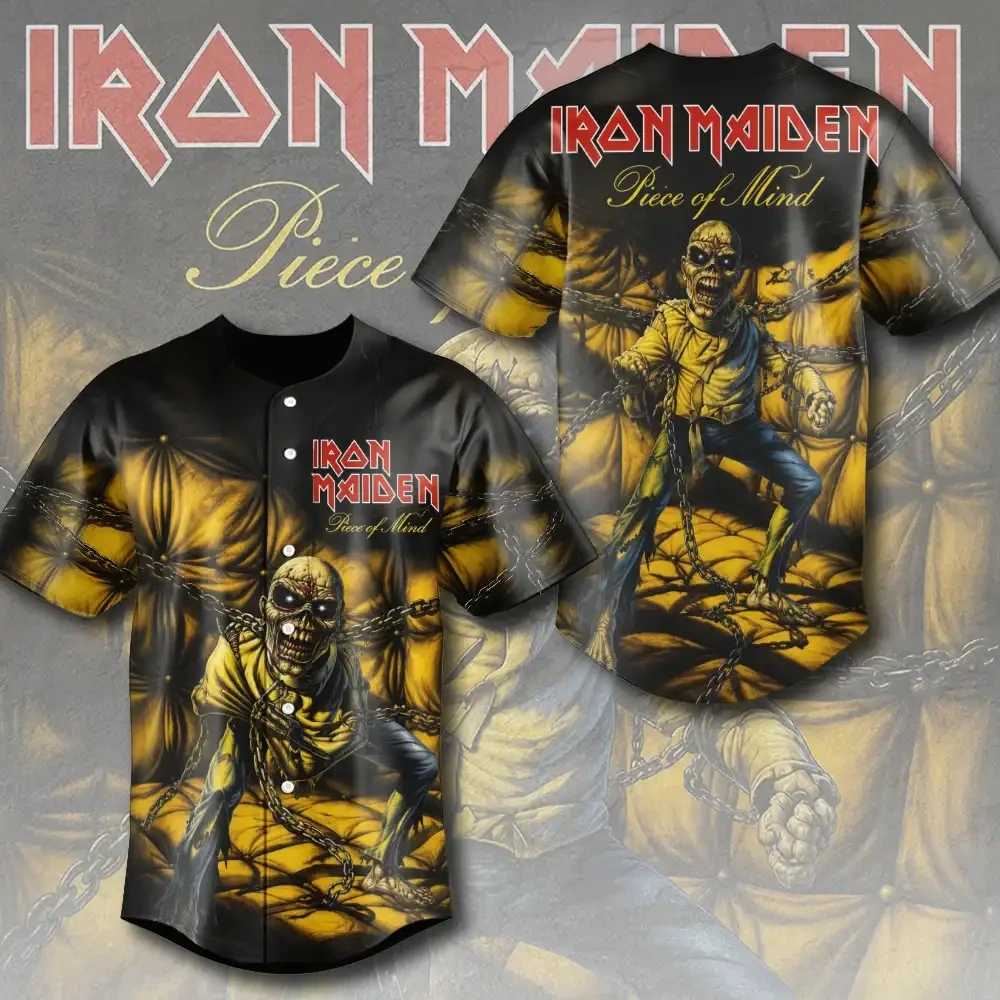Iron Maiden Merch 2026 Piece Of Mind Baseball Jersey Best Gifts For Music Lovers - Kdjoy Iron Maiden Merch 2026 Piece Of Mind Baseball Jersey Best Gifts For Music Lovers - Kdjoy
