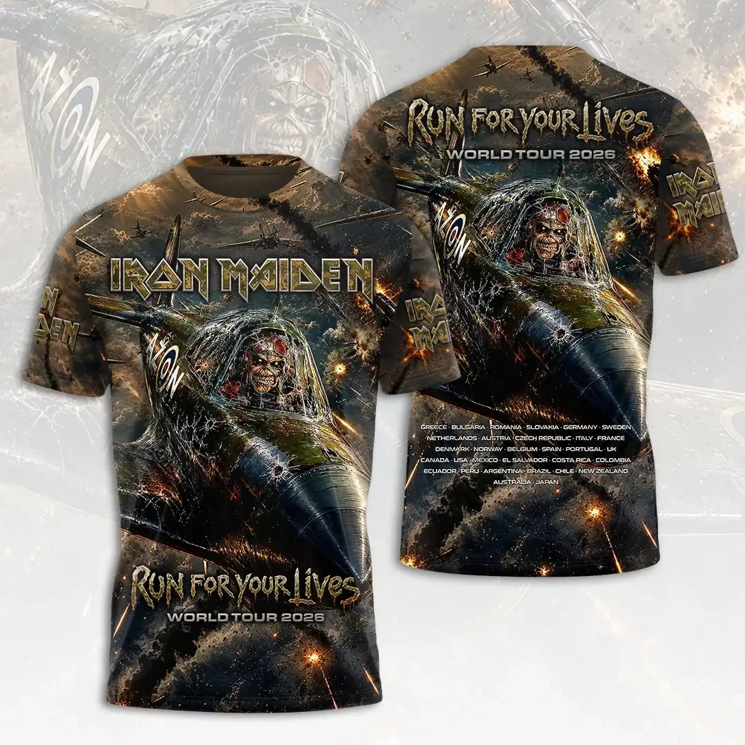 Iron Maiden Merch 2026 Run For Your Lives World Tour 2026 T-Shirt Music Apparel Gifts For Fans - Kdjoy