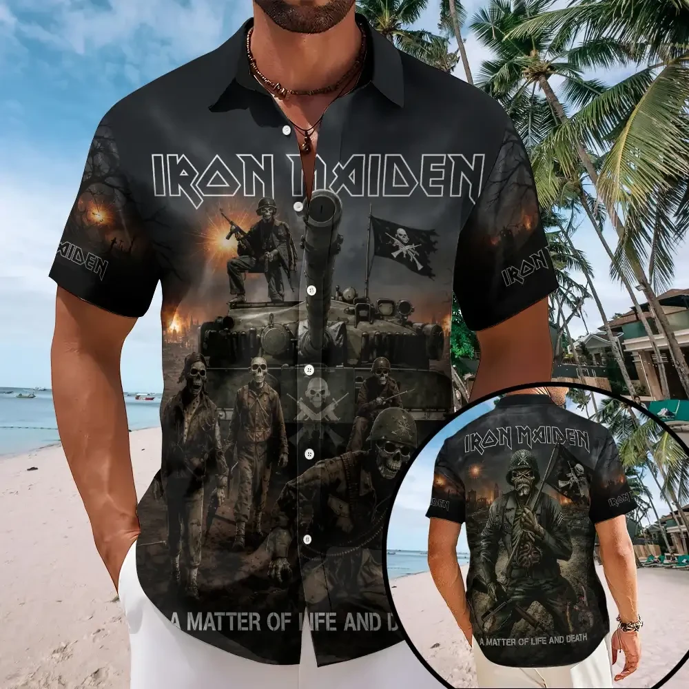 Iron Maiden Merch A Matter Of Life And Death Iron Maiden Hawaiian Shirt Music Fans Gifts - Kdjoy Iron Maiden Merch A Matter Of Life And Death Iron Maiden Hawaiian Shirt Music Fans Gifts - Kdjoy