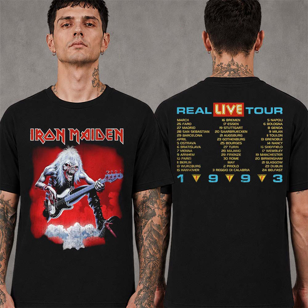 Iron Maiden Merch IM50 Anniversary Collection A Real Live Tour 1993 T-Shirt Gifts For Fans - Kdjoy