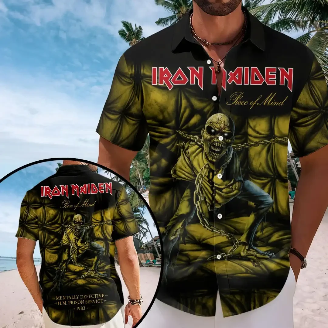 Iron Maiden Merch Piece Of Mind Iron Maiden Hawaiian Shirt Music Lover Gift Ideas For Him - Kdjoy Iron Maiden Merch Piece Of Mind Iron Maiden Hawaiian Shirt Music Lover Gift Ideas For Him - Kdjoy