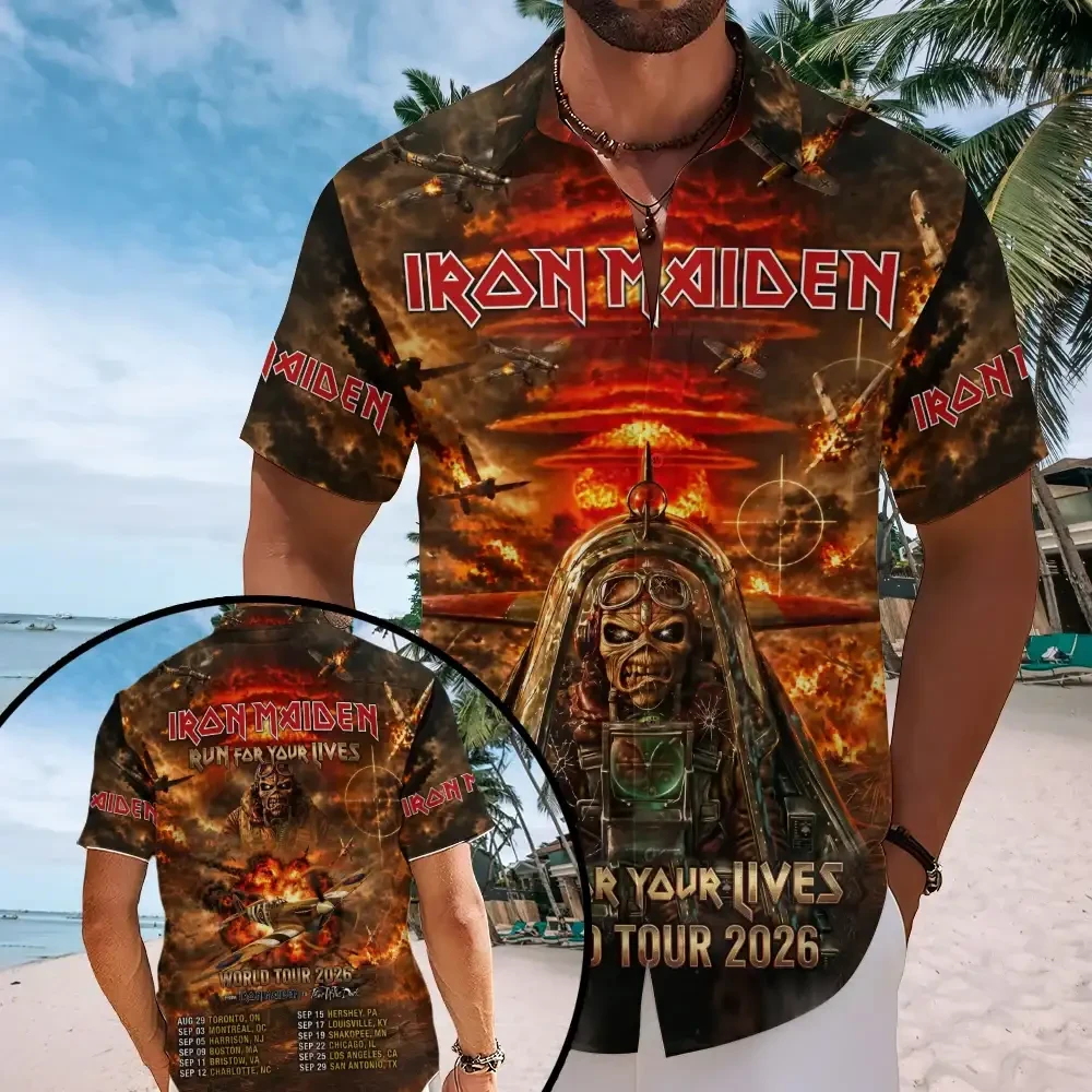 Iron Maiden Merch Run For Your Lives World Tour 2026 Hawaiian Shirt Music Fans Gifts - Kdjoy Iron Maiden Merch Run For Your Lives World Tour 2026 Hawaiian Shirt Music Fans Gifts - Kdjoy