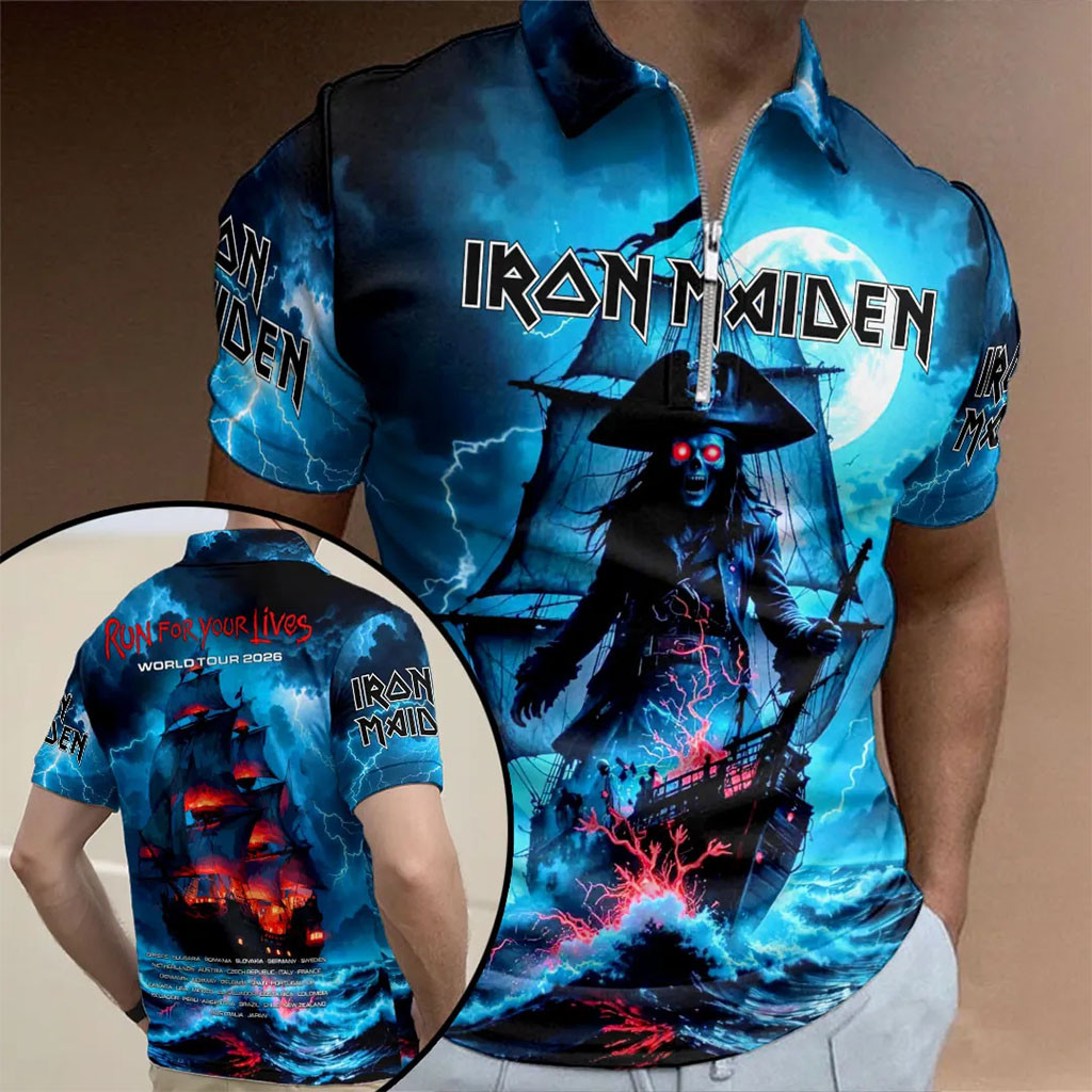 Iron Maiden Merch Run For Your Lives World Tour 2026 Iron Maiden Polo Shirt Gifts For Music Fans - Kdjoy