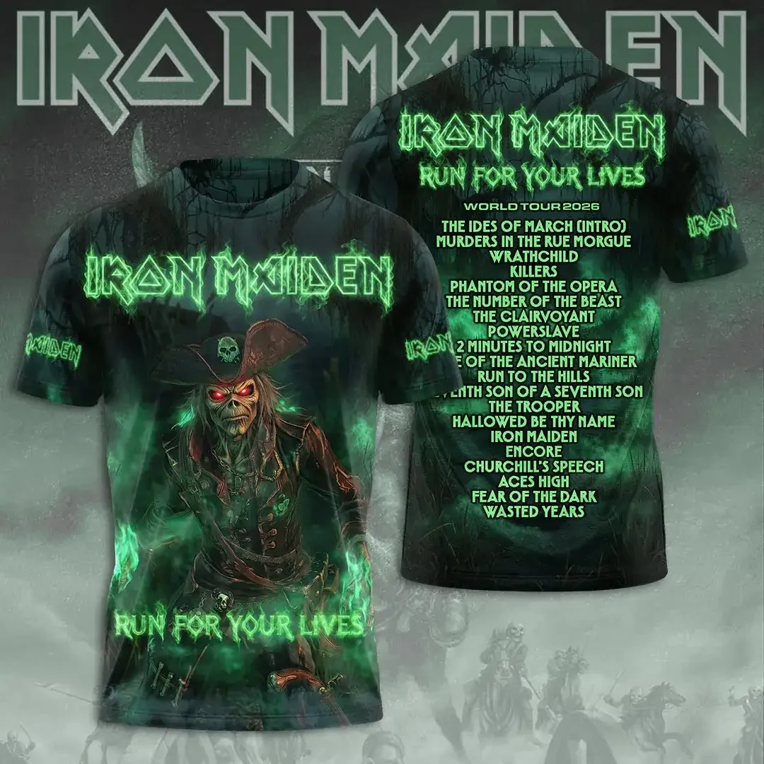 Iron Maiden Merch Run For Your Lives World Tour 2026 Iron Maiden T-Shirt Rock Fan Gear - Kdjoy
