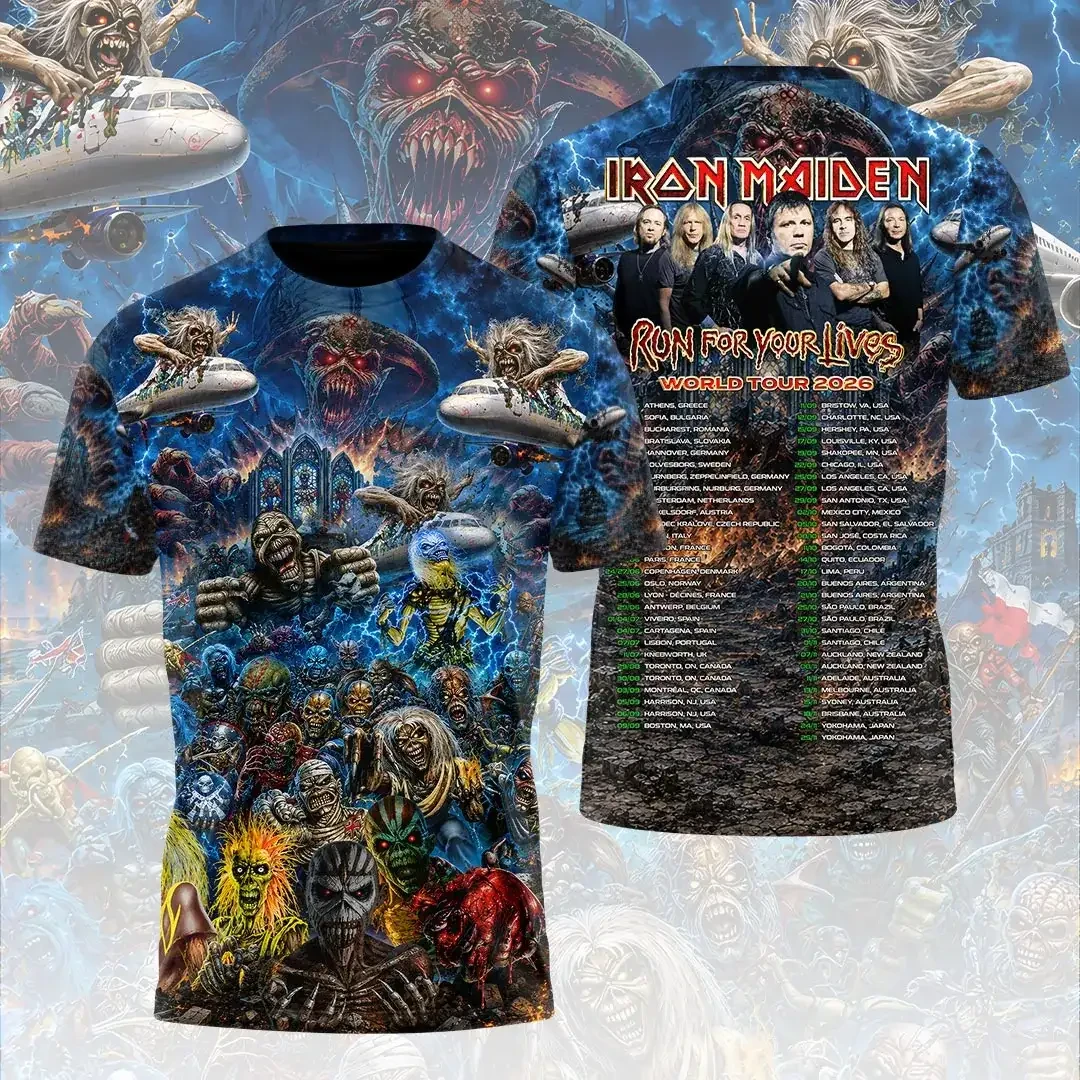 Iron Maiden Merch Run For Your Lives World Tour 2026 T-Shirt Fans Gifts - Kdjoy
