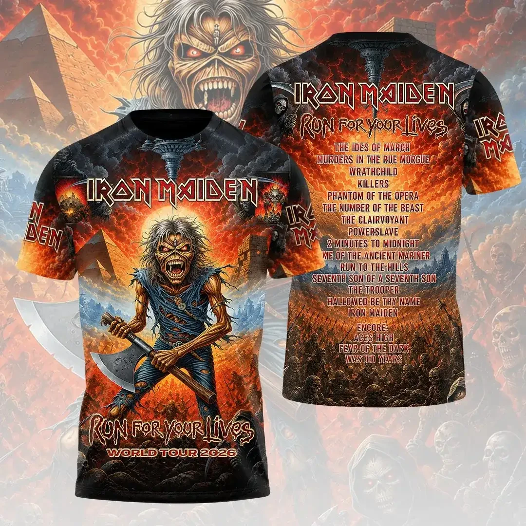 Iron Maiden Merch Run For Your Lives World Tour 2026 T-Shirt Gifts For Husband - Kdjoy Iron Maiden Merch Run For Your Lives World Tour 2026 T-Shirt Gifts For Husband - Kdjoy