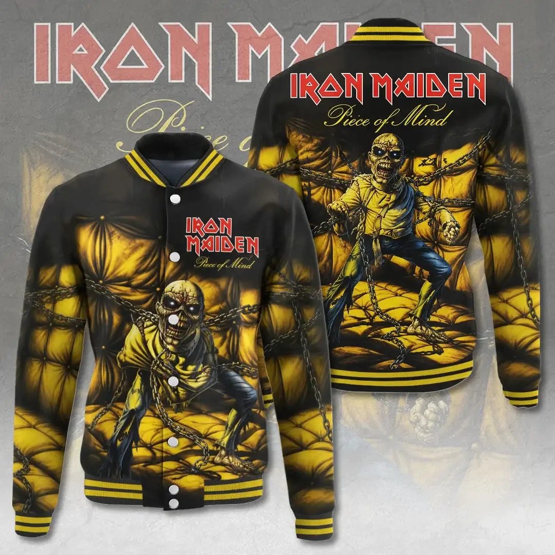 Iron Maiden Merchandise Piece Of Mind Iron Maiden Varsity Jacket Gifts For Music Fans - Kdjoy Iron Maiden Merchandise Piece Of Mind Iron Maiden Varsity Jacket Gifts For Music Fans - Kdjoy