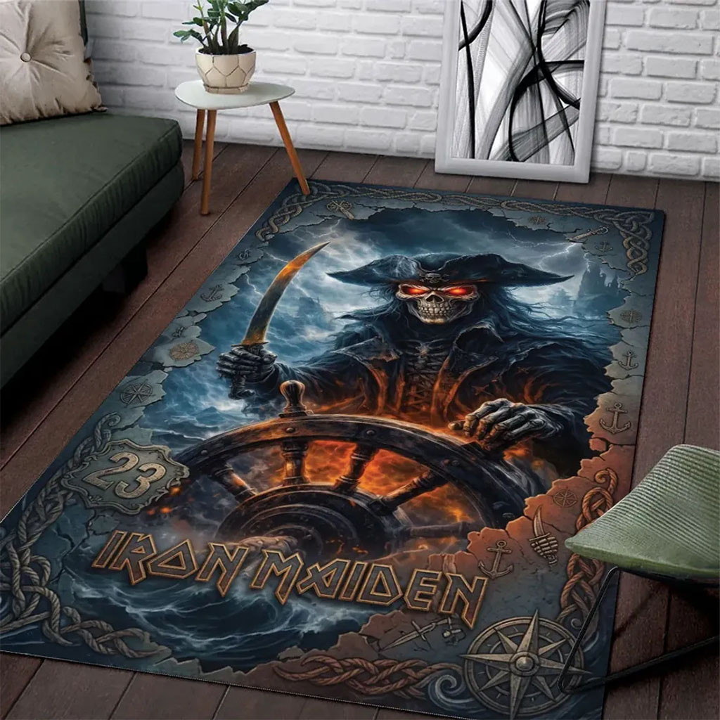 Iron Maiden Skeleton Captain Area Rug Living Room Decor Ideas Iron Maiden Merch Fan Gifts - Kdjoy