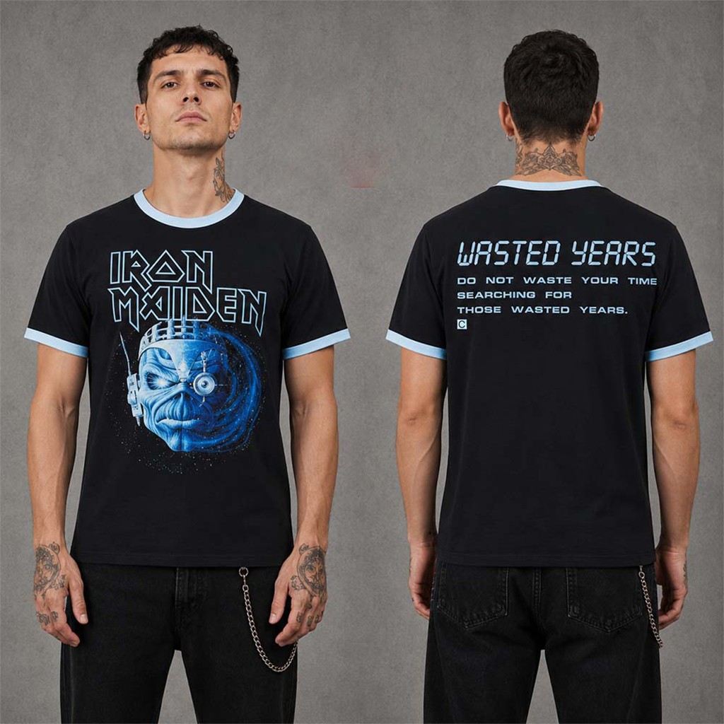 Iron Maiden Summer 2026 Collection Wasted Years Ringer T-Shirt Iron Maiden Merch Fan Gifts - Kdjoy