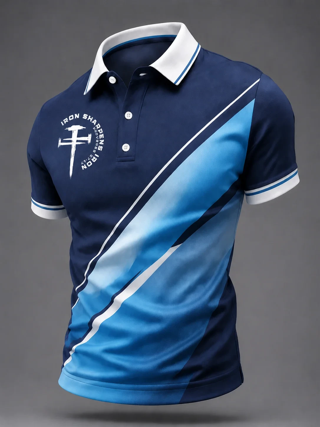 Iron Sharpens Iron Polo Shirt Proverbs 27 17 Cross Clothing Birthday Gift Ideas For Him - Kdjoy